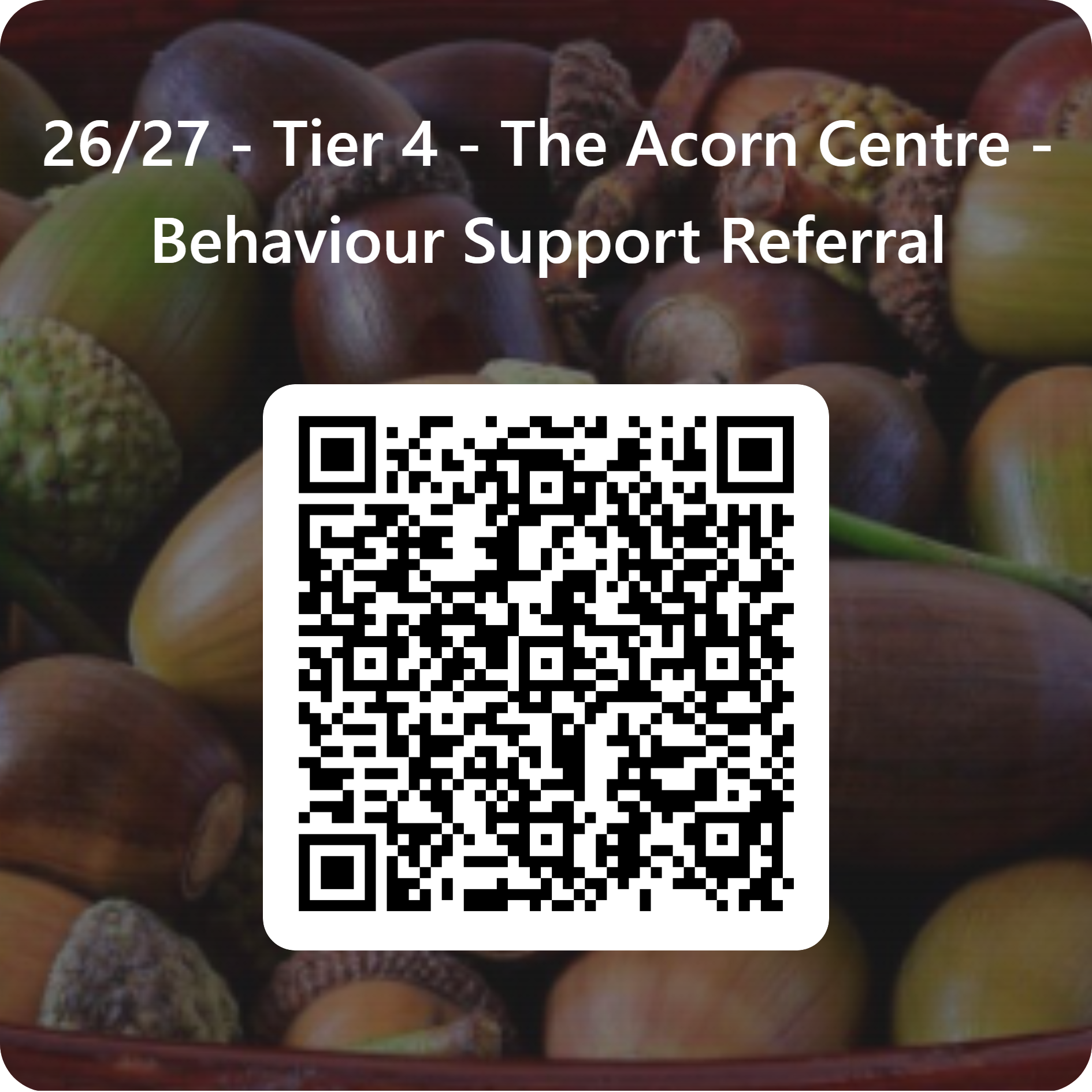 QRCode for 26 27  &nbsp;Tier 4   The Acorn Centre   Behaviour Support Referral (1)