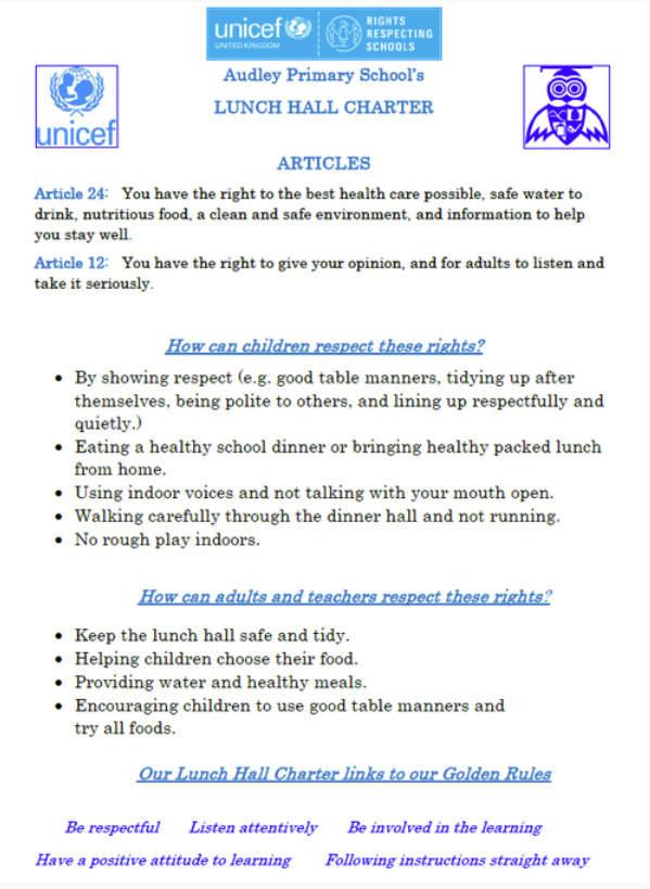 A picture of the lunchtime charter document