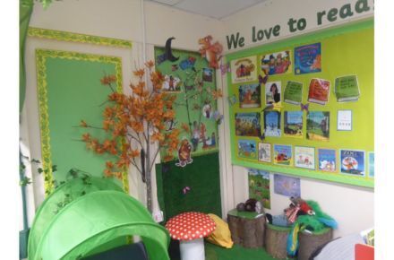 YR Reading Corner. Green themed view of room.