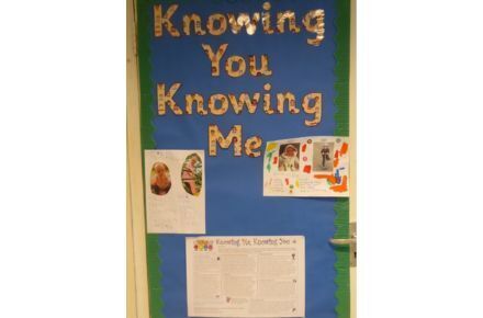 YR. Collage of posters showing pupil facts.