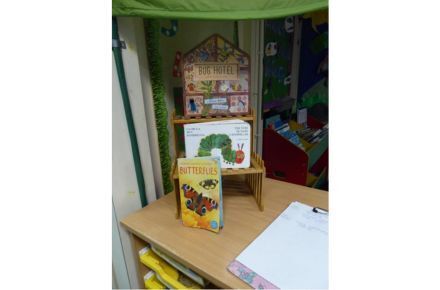 YR Reading Corner. Display of bug hotel.