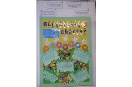 Y3 RRSA Class Charter. Green poster showing cut our of hands and flowers.