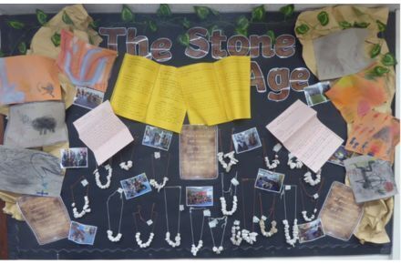 Y3 Stone Age display. Black poster.