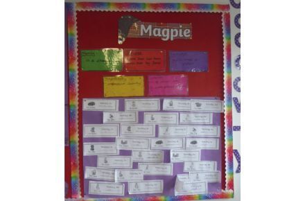 Y4 English working wall. Magpie board poster.