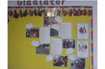 Y4 Roman Gladiator display. Yellow poster.