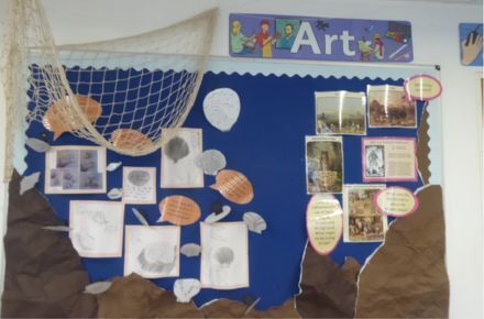 Y6 Art. Poster showing various shells.