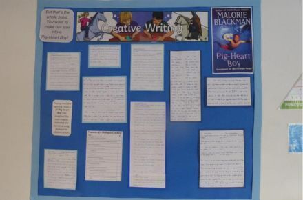 Y6 Creative Writing. Blue poster.