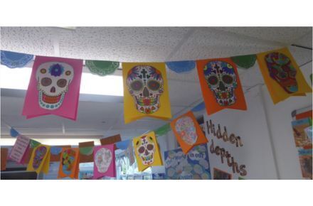 Y6 Art Mayans hanging skulls.