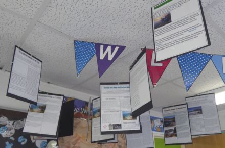 Y6 Creative writing. Ceiling display.
