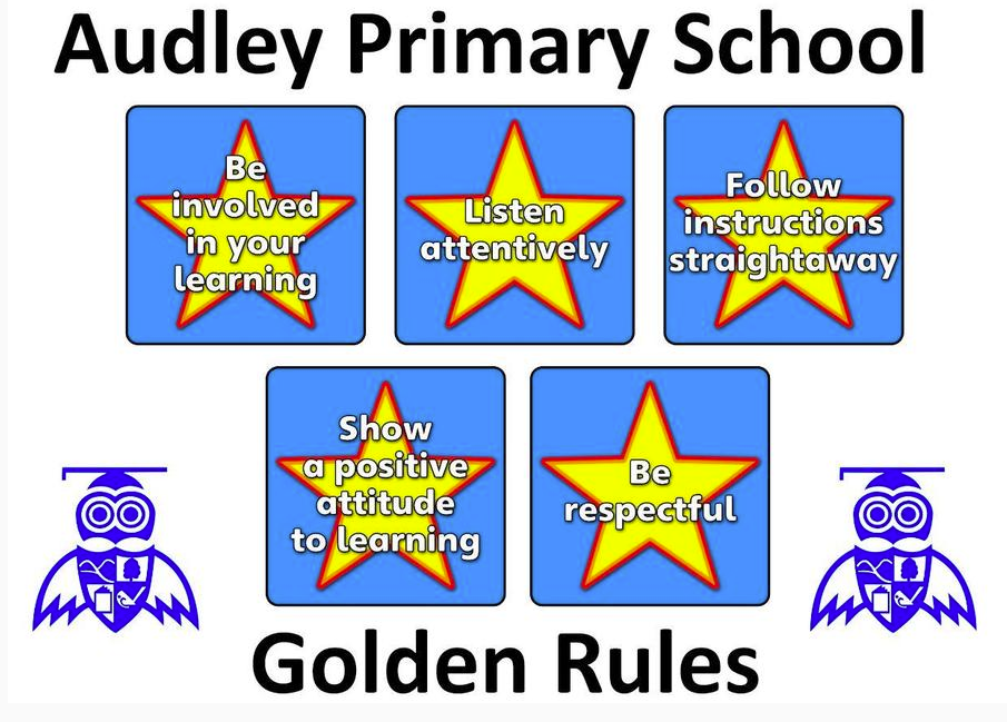 Image of the Golden Rules. 5 stars each with a rule inside