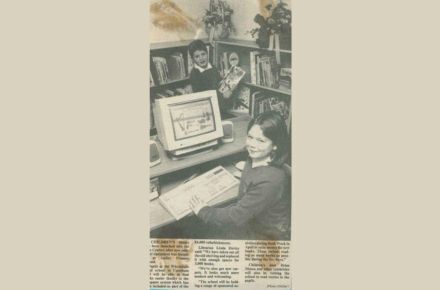 Croydon Advertiser 1994. Newspaper cutting of pupil at computer.