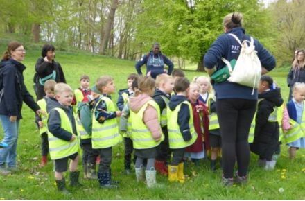 7 YR Painshill Park Trip. Pupil group outside.