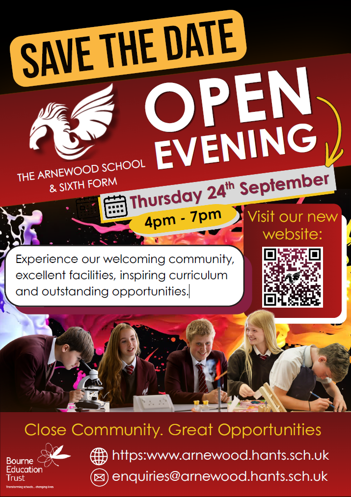 Arnewood Open Evening Poster
