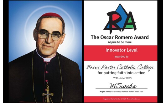 Bonus pastor catholic college oscar romero award certifcates innovator level