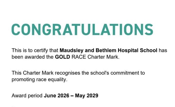 Gold RACE Charter Mark Achievement for Maudsley and Bethlem...