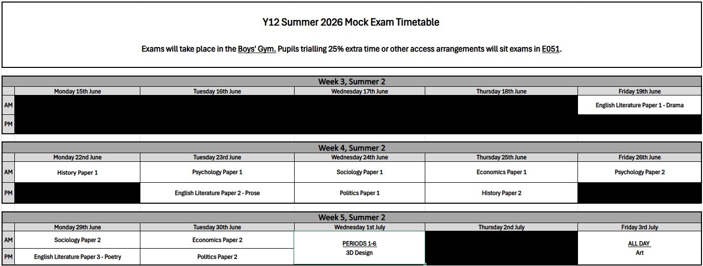 Y12 Mocks