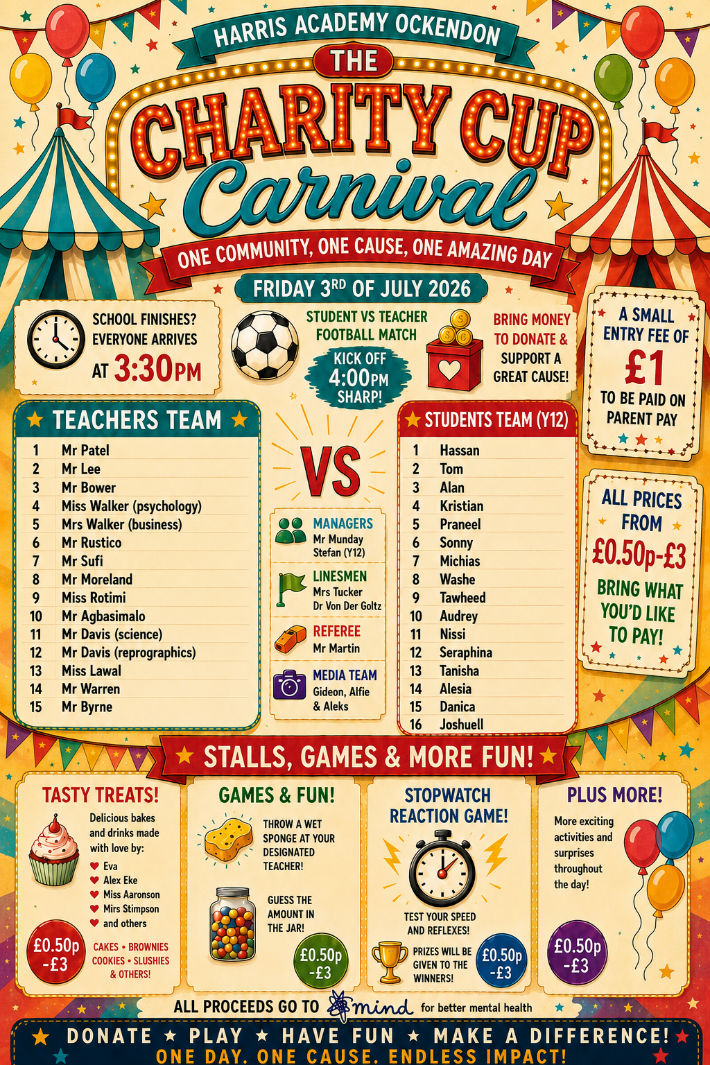 Charity cup carnival event flyer