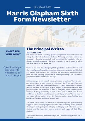 Sixth Form Newsletter