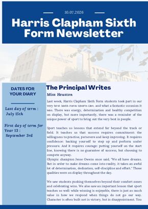 Sixth Form Newsletter