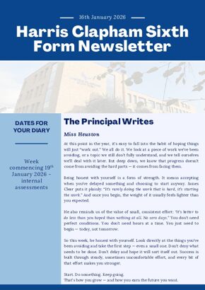 Sixth Form Newsletter