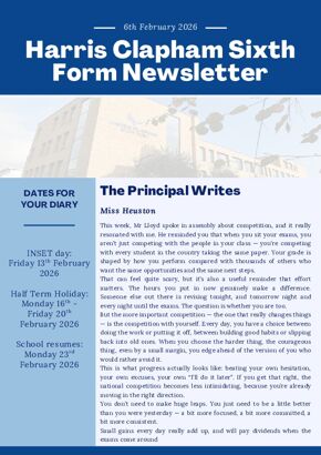Sixth Form Newsletter