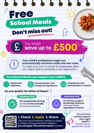 Free school meal information 2026