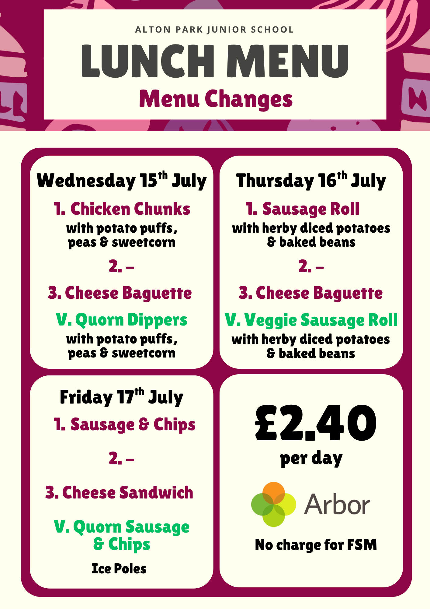 Menu change