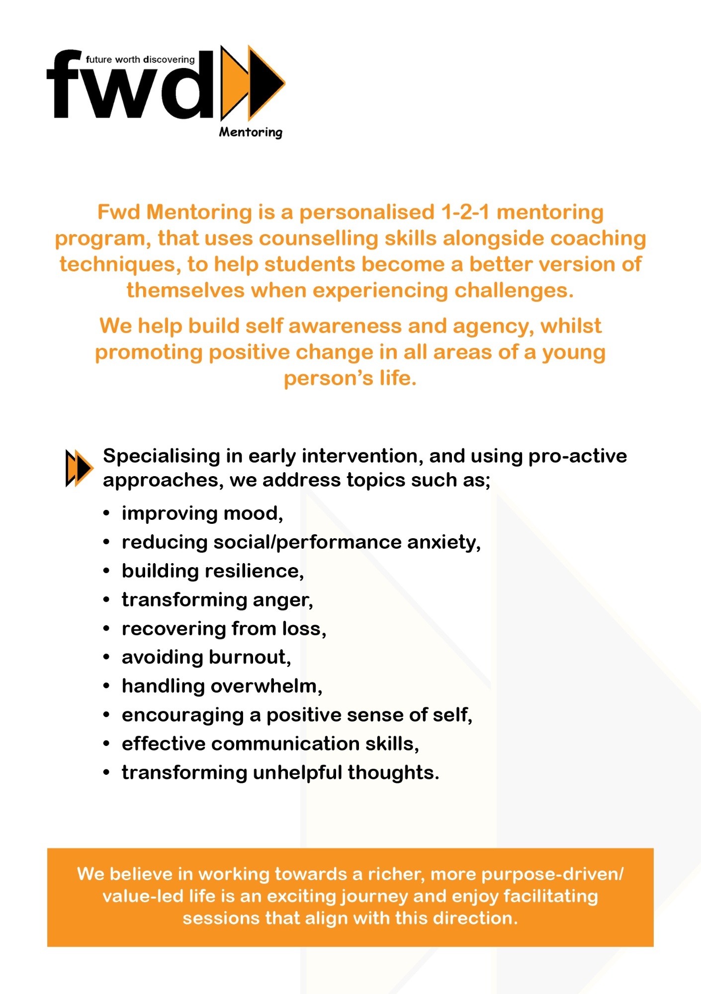 Mental Health and Wellbeing Forward Mentoring info