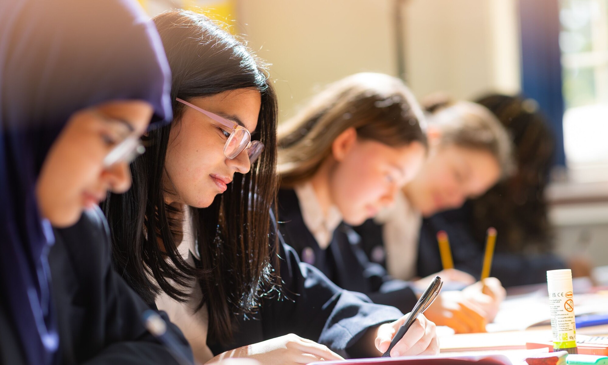 Students studying in lesson