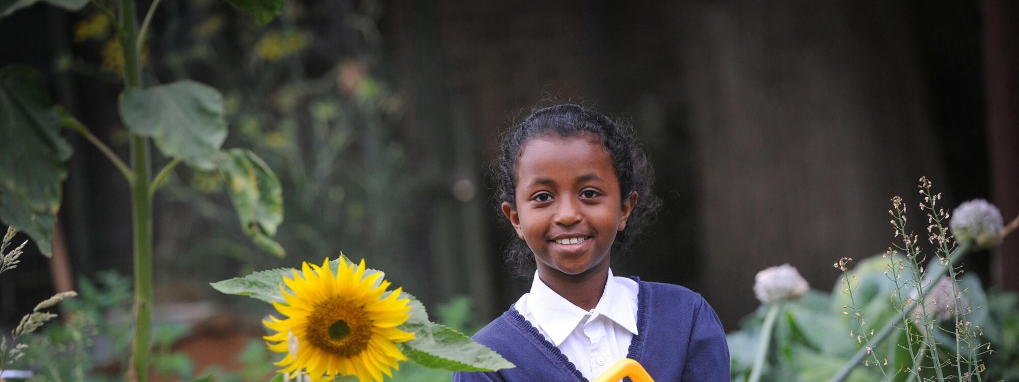 Timberley academy pupil in garden